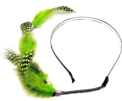 Festival/Ibiza diadeem met hanger 4 gestipte veren groen