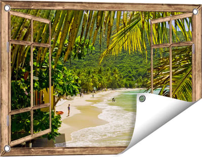 Gards Tuinposter Doorkijk Laguna - 60x40 cm - Tuindoek - Tuindecoratie - Wanddecoratie buiten - Tuinschilderij