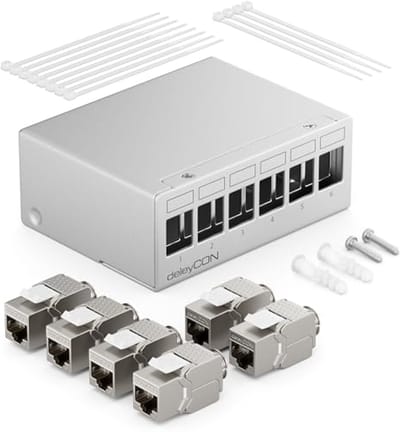 6-Poorts Patchpaneel Set met RJ45 Keystone Jack Modules voor Netwerksetup 1HE