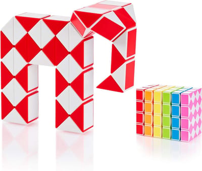 Magic Snake Puzzel - Hersenkraker Speelgoed - Creativiteit Bevorderen - 48 Blokken - 14 x 10.6 x 2.6 cm - Rood