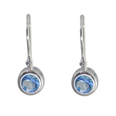 Behave - Oorbellen - 925 Sterling Zilver - Oorhangers met Aqua Blauwe Zirconia Steen