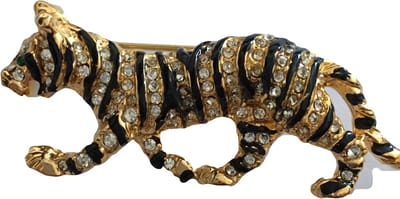 Petra's Sieradenwereld - Broche goudkleurig panter strass (1)