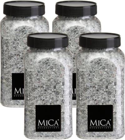 Mica Decorations decoratie stenen / granulaat - 4x - 650 ml - 1-2 mm - spiegel glas - siergrind