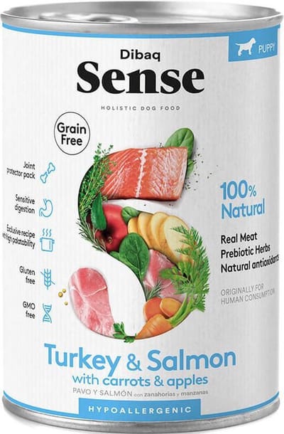 Dibaq Sense Holistische puppyvoeding met zalm en kalkoen - 4 stuks
