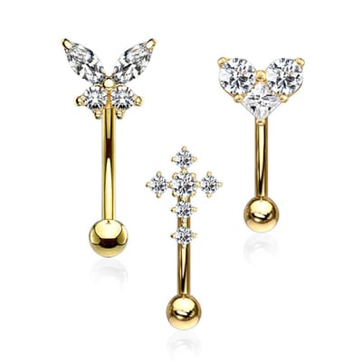 Piercing voordeelset 3 pack sweet box 1.2x8 - goud - LMPiercings