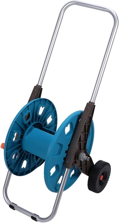 Tuinslangwagen - Slangenhouder Wielen - Gazon Water Geven - Corrosiebestendig Aluminium - 88x30x40cm - Grijs