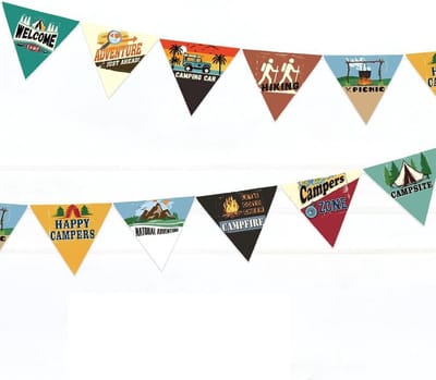 Kampeer Vlaggenlijn - Kleurrijke Banner - Buiten Decoratie - 10 Wimpels - 3 Meter - Turquoise