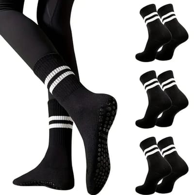 Pilates sokken - Anti Slip Sokken - Yoga Sokken - Set van 3 Stuks Sport sokken - One Size Fits All - Dames Sokken