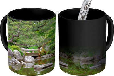 Magische Mok - Foto op Warmte Mokken - Koffiemok - Japans - Natuur - Water - Stenen - Bomen - Magic Mok - Beker - 350 ML - Theemok
