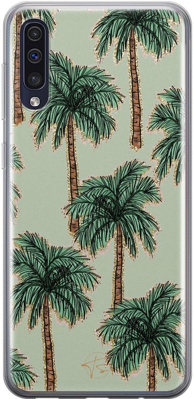 Hoesje geschikt voor Samsung Galaxy A50 - Palmbomen - Soft Case - TPU - Natuur - Groen - Mooie Telefoonhoesjes