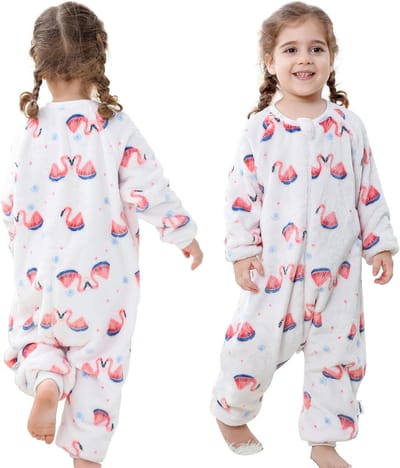 Slaapzak met voeten - Trappelzak pyjama - Baby slapen - Gedeelde voeten ontwerp - 25 TOG - Flamingo