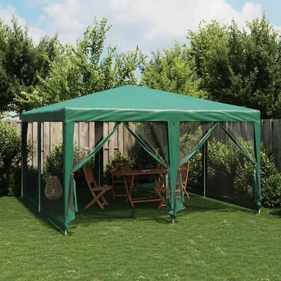 vidaXL - Partytent - met - 8 - mesh - zijwanden - 4x4 - m - HDPE - groen