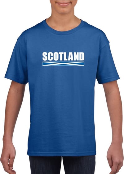 Blauw Schotland supporter t-shirt voor heren - Schotse vlag shirts 110/116