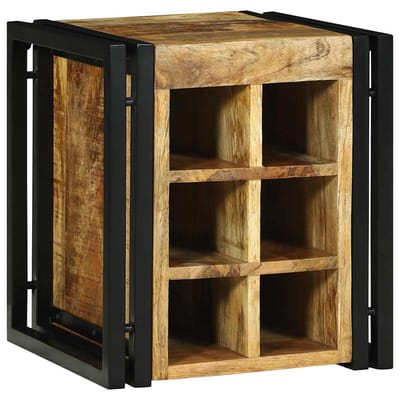 vidaXL - Wijnrek - Bruin - en - Zwart - 35 - x - 35 - x - 39 - cm - Massief - Mango - Hout