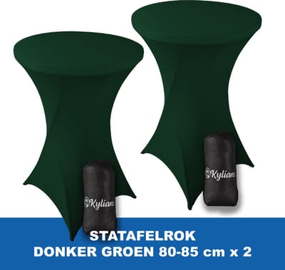 Statafelrok Donker Groen x 2 – 2 jaar garantie met Opbergtas - ∅ 80-85 x 110 cm - Statafelhoes met Draagtas - Luxe Extra Dikke Stretch Sta Tafelrok voor Statafel – Kras- en Kreukvrije Hoes