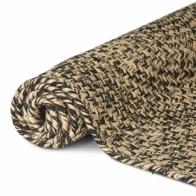 vidaXL - Gebied - Tapijt - Naturel - en - Zwart - 60 - x - 250 - cm - Jute