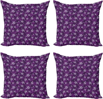ABAKUHAUS – Decoratieve kussenhoes 40x40 cm – Paars – Dubbelzijdig bedrukt – 4-pack