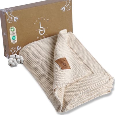 Zachte biologisch katoen babydeken – 80 x 100 cm – natuurtinten voor pasgeborenen