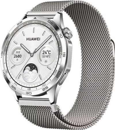 Strap-it Smartwatch bandje 22mm Milanese - geschikt voor Samsung Galaxy Watch 1 - 46mm / 3 - 45mm / Gear S3 - Polar Vantage M / Grit X - Huawei Watch GT 1-2-3-4-5 (Pro) - 46mm varianten - Xiaomi Watch S1 / S3 / 2 Pro - OnePlus Watch (titanium kleur)