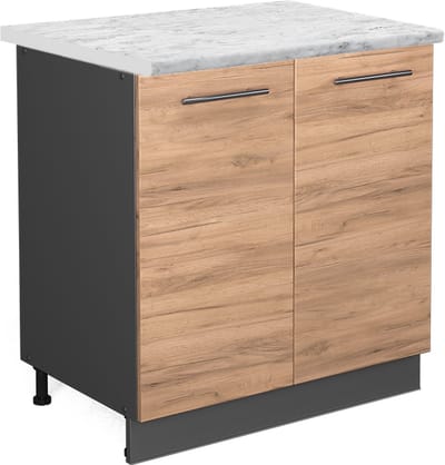 Vicco Keukenonderkast Fame-Line, Goudkleurig Eiken/Antraciet, 80 cm marmer werkblad