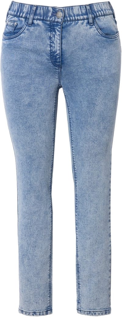 Ulla Popken - Dames - Jerseyjeans Sarah smalle pijpen comfortabele tailleband - Licht blauw denim - Maat 42
