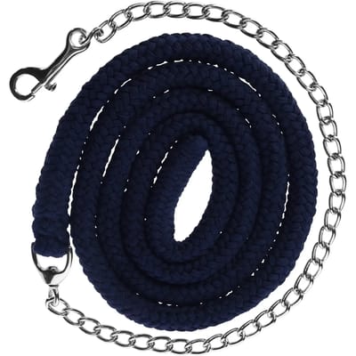Covalliero Katoenen Halsterlijn met Ketting, Navy, 200 cm