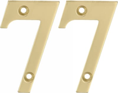 AMIG Huisnummer 77 - massief messing - 10cm - incl. bijpassende schroeven - gepolijst - goudkleur