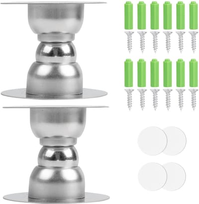 2 stuks - Deurstopper - Magnetische Deurvanger - Deurbuffer - Binnen Deurstoppers - magnetische deurstopper - roestvrijstalen - muurbeschermer - deurstopper - met tape en verborgen schroeven - voor thuis, kantoor - 54*54*47 mm - zilver