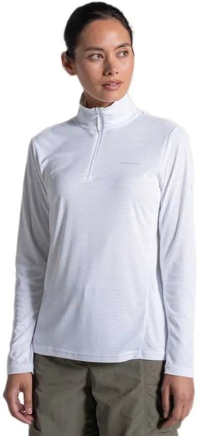 Craghoppers Nosilife Solar Shield+ Half Zip T-shirt Met Lange Mouwen Wit 38 Vrouw