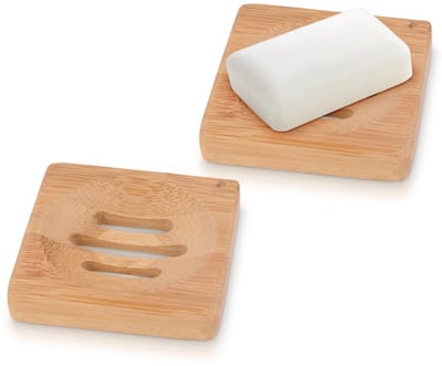 Dailygoods- Zeepbakje Bamboe - Houten Zeepbakje - Waterdicht - Afvoerbakje - Drooghoudend - 7,9 x 12 cm - Zeepdispenser