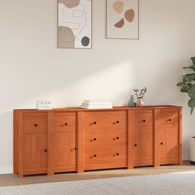 vidaXL Dressoir 5 st Wasbruin 226 x 35 x 80 cm Massief grenenhout