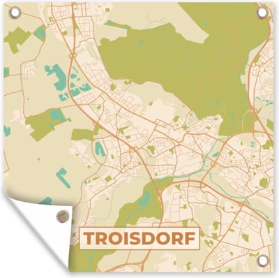 Tuin poster Troisdorf - Vintage - Kaart - Plattegrond - Stadskaart - 200x200 cm - Tuindoek