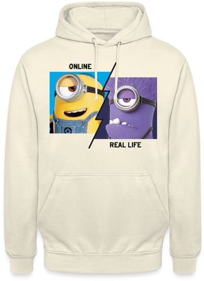 Minions Stuart Online Vs. Real Life Hoodie Unisex
