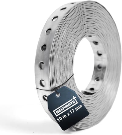 Gatband - Verzinkt staal - Bouw en werkplaats - Robuuste bevestiging - 10 meter lang - Zilver