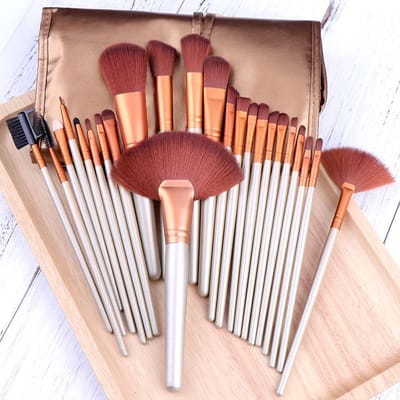 Professionele Make-up Kwastenset - 24 Stuks - Cosmetica Kwastenset – Goudkleurig