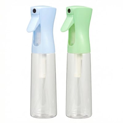 Dailygoods- Spuitfles set van 2 - Fijne nevelverstuiver - Navulbare container 310 ml - Transparante fles - Ø 6 x 24 cm - Ideaal voor haarstyling/planten - Sprayfles