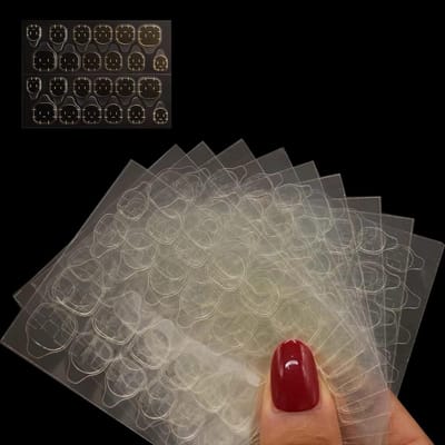 Transparante Nagel Lijm Stickers - 15 Vellen met 360 Stuks, Dubbelzijdige Gel Tape voor Manicure Decoratie, Ideaal voor Nagelkunst en Kunstnagels
