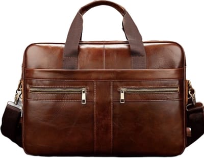 Premium Leren Laptoptas 15 Inch – Business Aktetas Heren Echt Leer Schoudertas Bruin Urban U®
