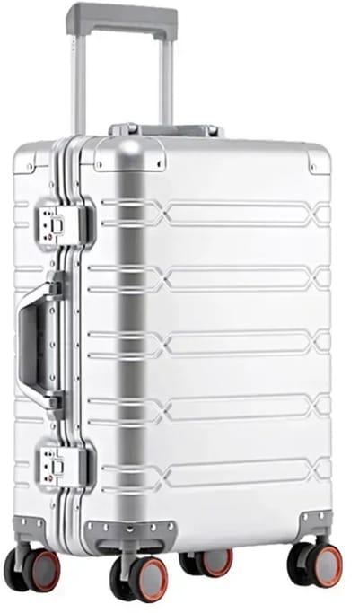 M-Goods - Reiskoffer 20 Inch - Handbagage Koffer - Aluminium Look Trolley - TSA Slot - Zilver