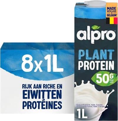 Alpro Sojadrink Hoog in Proteïnen - Plantaardige Proteïnedrink - Lactosevrij - Glutenvrij - 8 x 1L