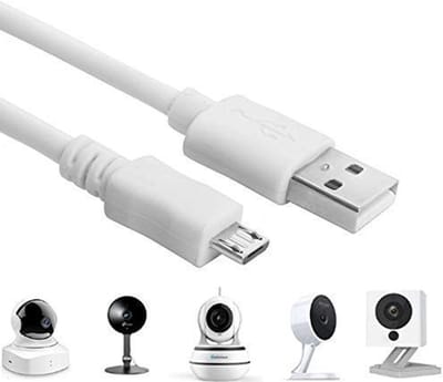 Dailygoody - USB Kabel - Micro USB - Lange lengte - 3 meter - Voor beveiligingscamera's - Geschikt voor diverse modellen - Hoogwaardige kwaliteit