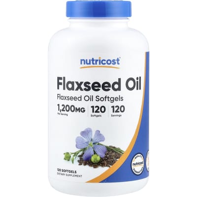 Nutricost, Lijnzaadolie, 1.200 mg, 120 Softgels