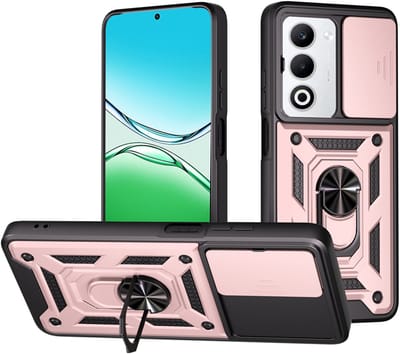 MobyDefend Hoesje - Geschikt voor Oppo A5 5G - Pantsercase Met Draaibare Ring - Rosé