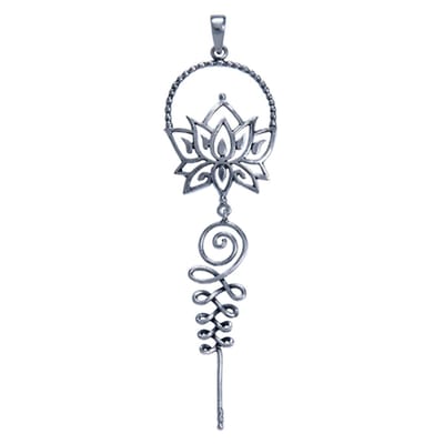Hetty'S - Zilveren -Lotus - Hanger - Grote maat 75 X 28 mm - zilver collier van 42 cm