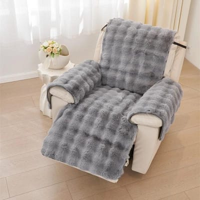 Housse de Fauteuil Inclinable 1 Place Lapin en Peluche Antidérapante Housse de Canapé Simple Douce Chaude Housse de Fauteuil Relax Funda Sillon Reclinable 1 Seater sofa cover