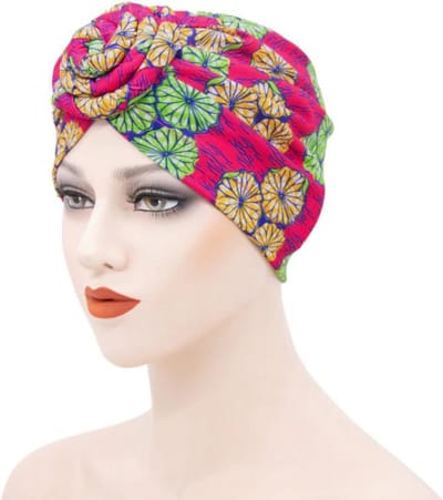 Cabantis Indische - Arabische|Hoofddeksel|Indisch|Tulband|Muts|Hijab|Bloemenpatroon|Roze-Groen-Geel