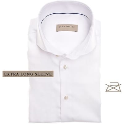 John Miller Overhemd Fine Twill Extra Long Sleeve Mouwlengte 7 Wit / male