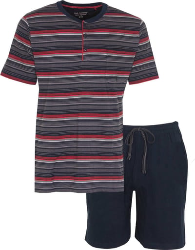 Paul Hopkins Heren Shortama - Pyjama Set - Blauw/Rood - Maat S