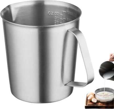 Roestvrijstalen Maatbeker 1 Liter Melkkan Met Handmatige Opschuimfunctie Geschikt Voor Melk Room Cocktails Sappen Water En Limonade Als Multifunctionele Ijsemmer En Keukengerei