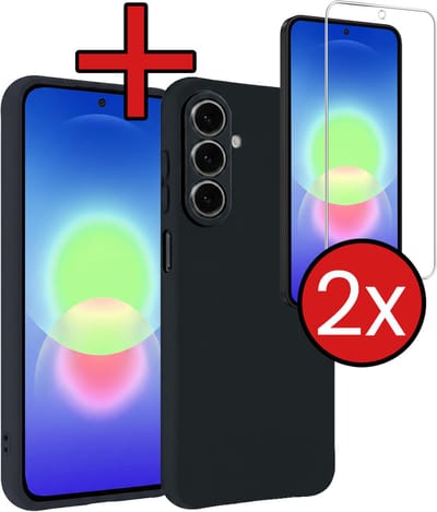 Hoesje - Met 2x Screenprotector - Geschikt voor Samsung Galaxy A27 - Sterk & Shockproof - Telefoon Hoes - Back Cover - Siliconen Case - Telefoonhoes - Donkerblauw